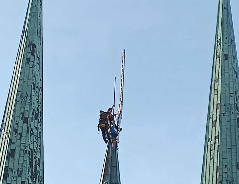 Lübeck Dom Dachreiter Turmbekrönung Höhenarbeit